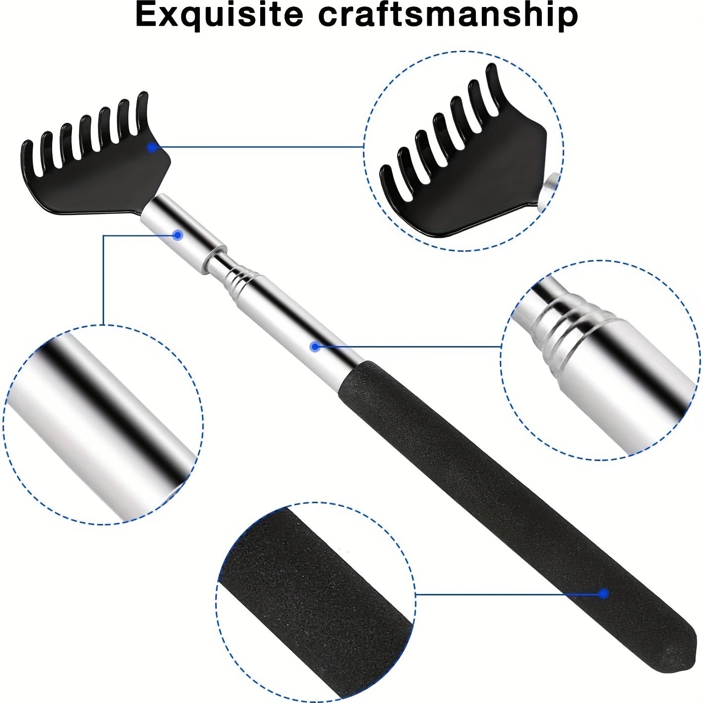 Portable Extendable Back Scratcher With Beautiful Gift Packaging, Stainless Steel Telescoping Massage Tool For Men Women 2 Pack