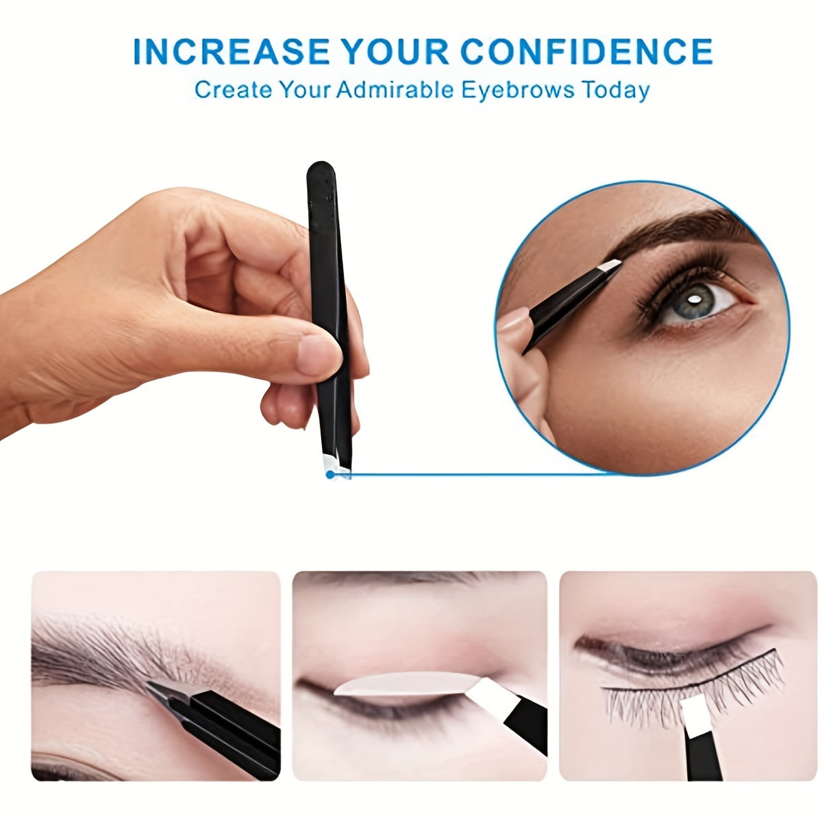 Precision Stainless Steel Tweezers for Eyebrows and Facial Hair - Great for Splinter and Ingrown Hair Removal - Perfect for Men and Women (Black) 1pc