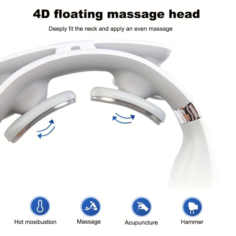 Lomotec 2024 New Hot Compress Pulse Kneading Neck Massage - Deep Tissue Pain Relief with 4 Massage Heads - Electric Neck Massager