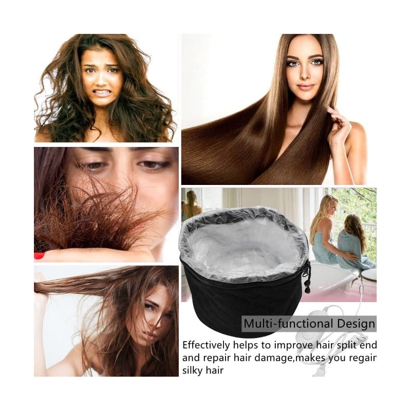 Black Adjustable Hair Heating Cap, Hair Steamer Deep Conditioning Heat Cap, Baking Oil Cap, Thermal Heating, Hair Hydrotherapy