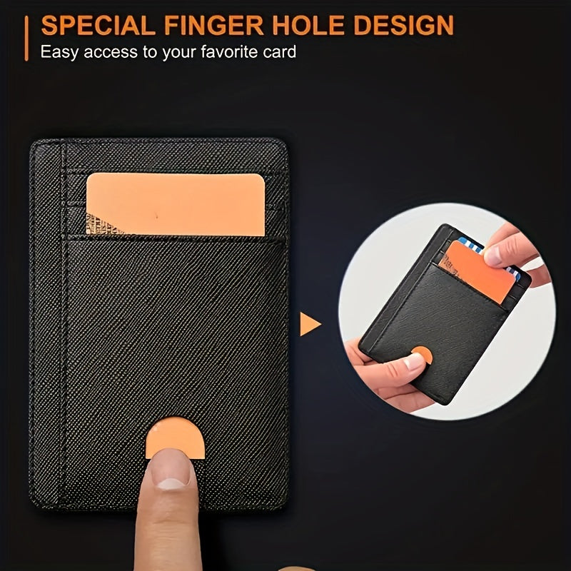 Slim Minimalist Pocket Wallet Genuine Leather RFID Blocking Credit Card Holder For Work Travel