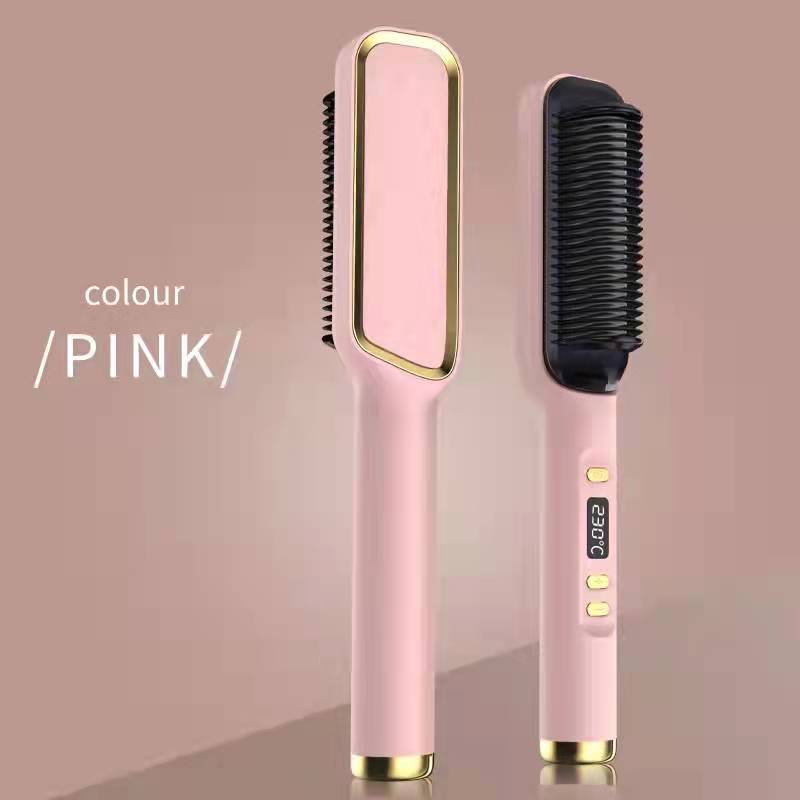 New Year gifts 2 In 1 Curling Iron Electric Hot Comb Multifunctional Straight Hair Straightener Comb Anti-Scalding Styling Tool Straightening Brush
