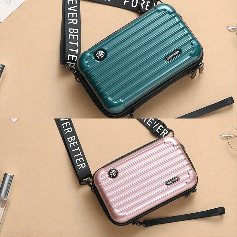 Stylish Suitcase Design Shoulder Bag, Zipper All-Match Zipper Coin Purse crossbody Purses For Women Trendy