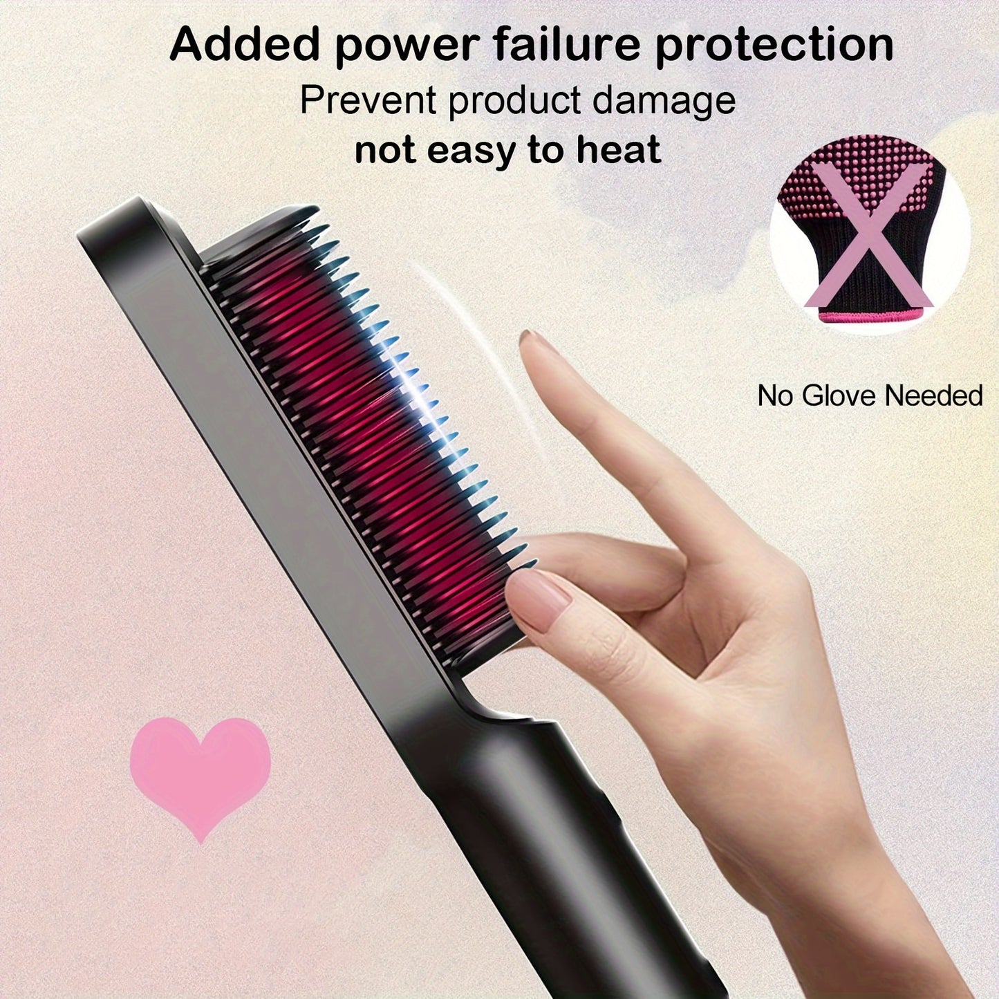 Upgraded Professional Heated Comb, Hair Straightener Comb, Anion Non-damaging Portable Electric Straightener Brush
