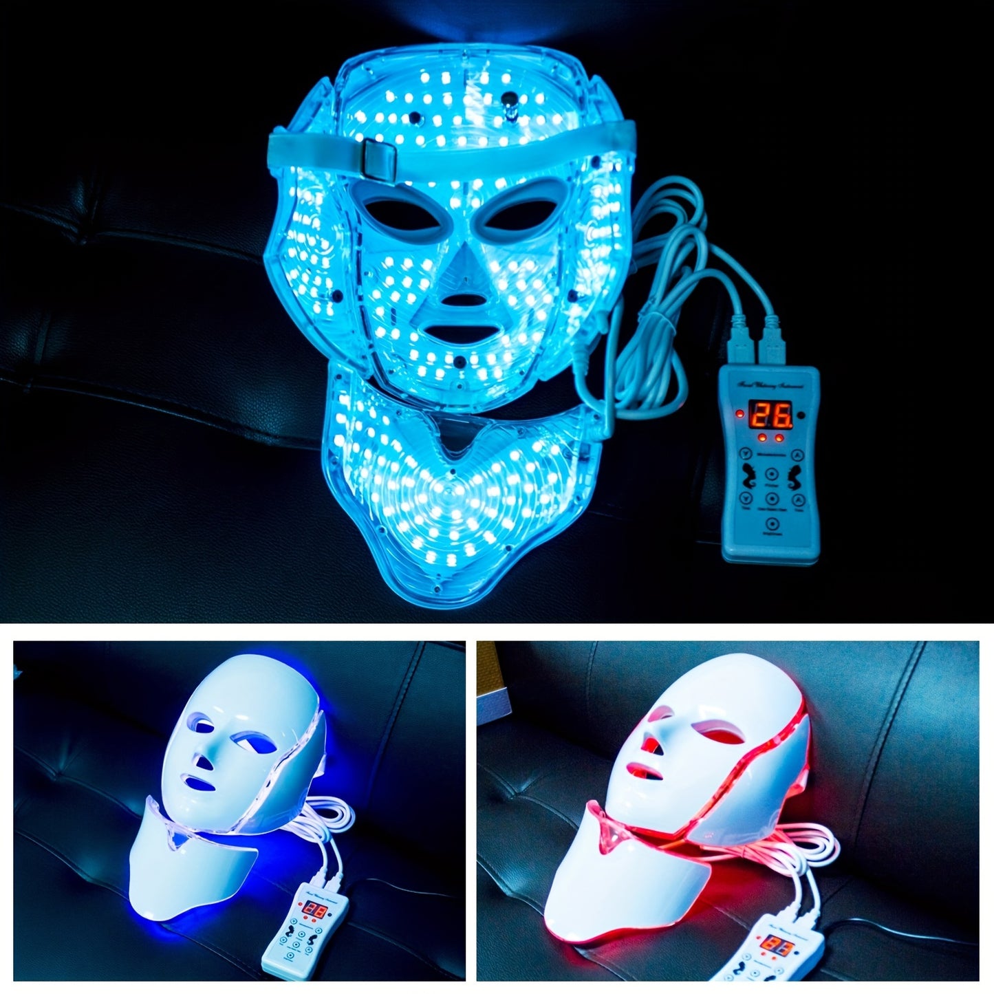 Led Face Mask Light Therapy 7 Color Facial Mask Blue Red For Face Clean Beauty Device Lifting Firm Massager Moisturizing