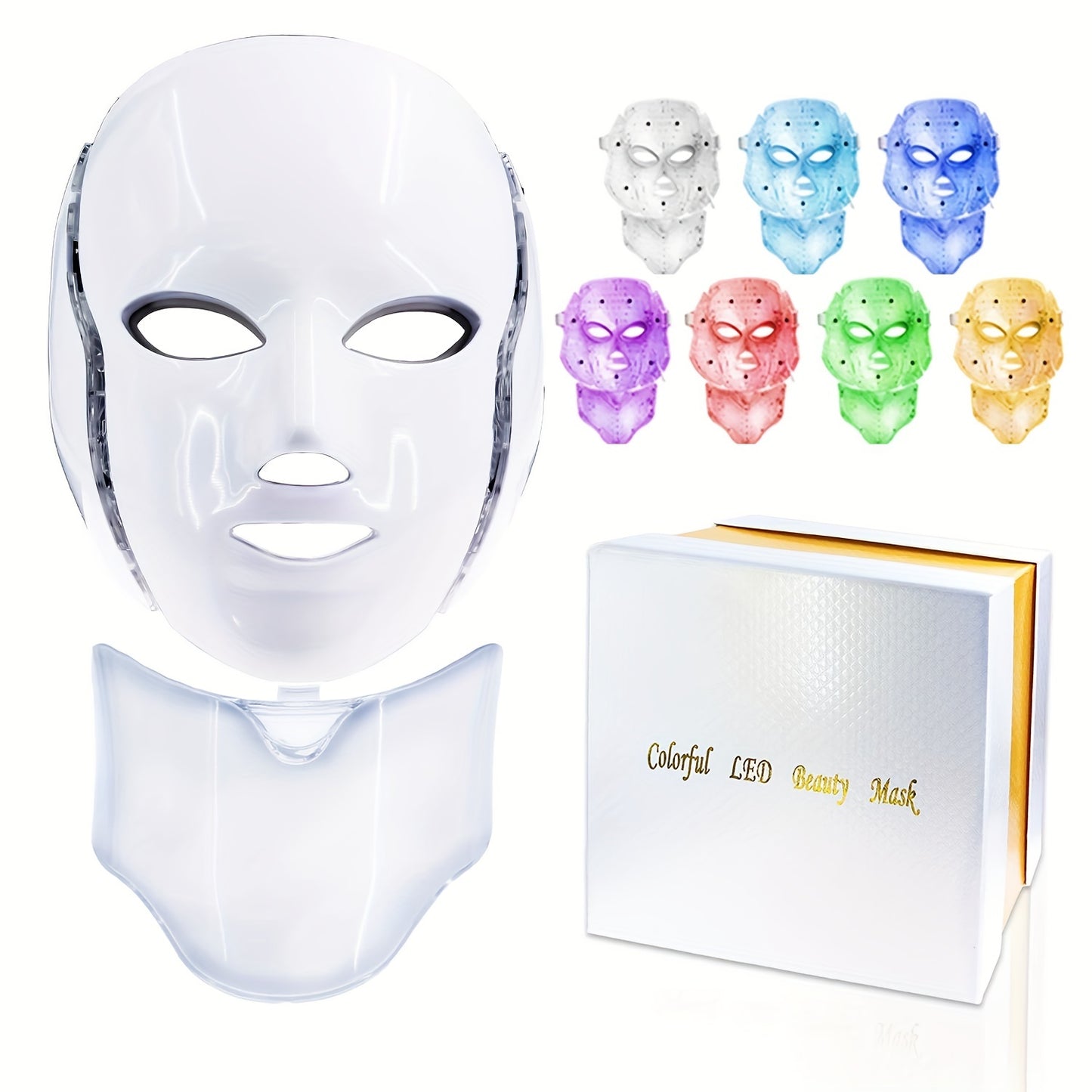 Colorful LED Beauty Mask 7 Colors LED Facial Mask With Neck LED Light Mask Skin care Beauty Device Face Massager