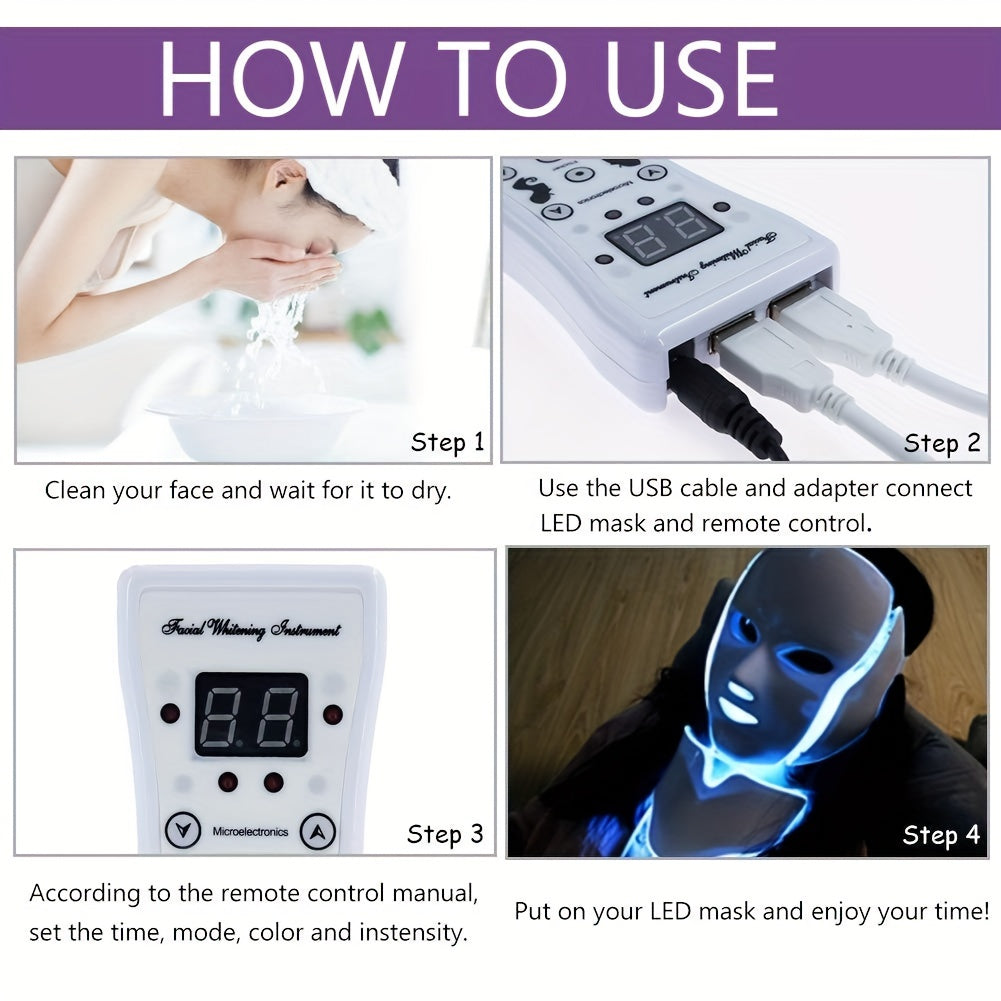 Led Face Mask Light Therapy 7 Color Facial Mask Blue Red For Face Clean Beauty Device Lifting Firm Massager Moisturizing