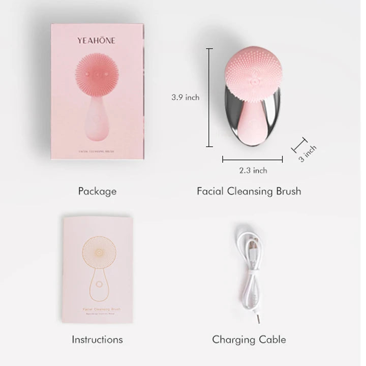 USB Vibration Massage Rechargeable Lithium Battery Silicone Face Brush Facial Cleansing Sonic Skin Scrubber Face Brush Cleaner
