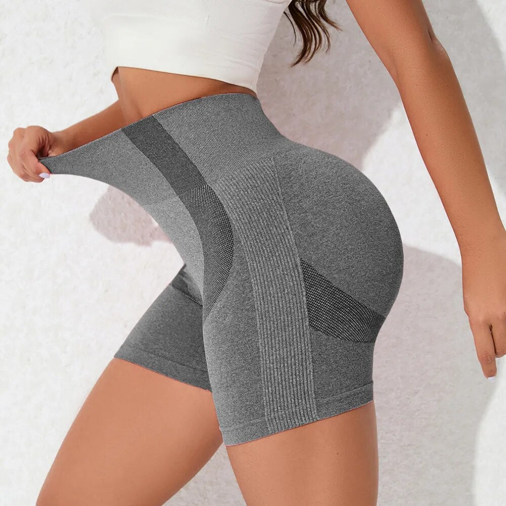 Summer Seamless Gym Women Cycling Shorts Coquette Skinny Stretch Sport Shorts High Waist Solid Color Fitness Pants Shorts Biker Shorts