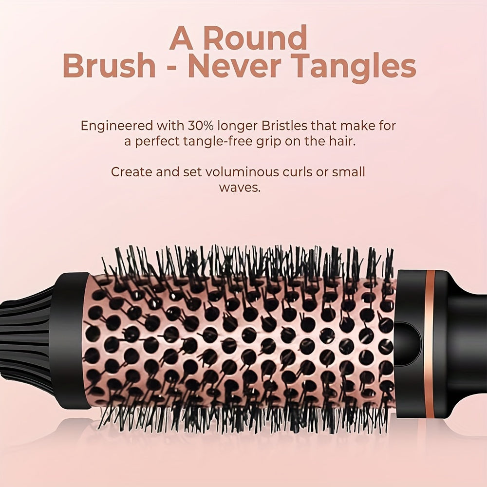 Valentine's Day present Thermal Brush 1.5 In Heated Curling Brush Ceramic Curling Comb Volumizing Brush With LCD Display 10 Temperatures Heated Round Brush Curling Iron Dual Voltage Travel Curling Iron