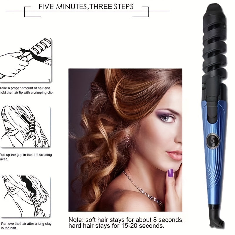 New Year gifts 3pcs Blue Hairdressing Tools Set, Hair Straightener Flat Iron, Curling Iron, V Shaped Hair Comb, Multifunctional Hair Styling Tools For Barber Salon Home Use
