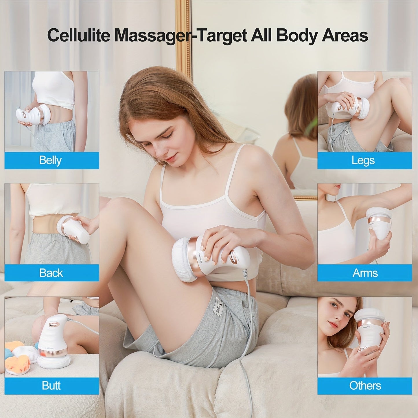 Lomotec 1pc Cellulite Massager: Handheld Electric Body Massager for Skin Tightening, Belly Waist, Butt, Arms & Legs