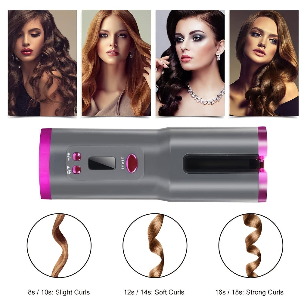 Lomotec 2024 New Curling Iron with LCD Display - Rechargeable, Timer Settings